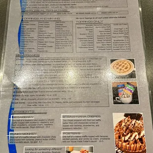 June 2024 menu of beverages, desserts, etc.