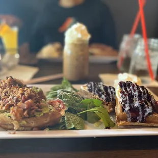 Avocado toast waffle no egg with berries waffle