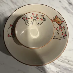 Plates and bowls from the restaurant.