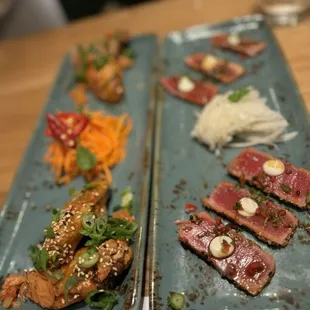 91. tuna tataki and 106. korean chicken wings