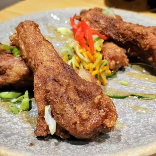 Duck, duck, wings! Five spice. Orange blossom honey sauce and a yummy slaw. Filling and delish!