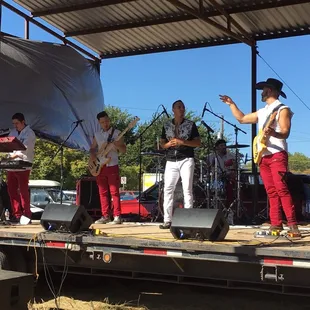 a band performing on stage