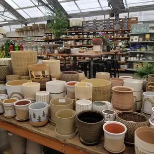 Tan pot display.
