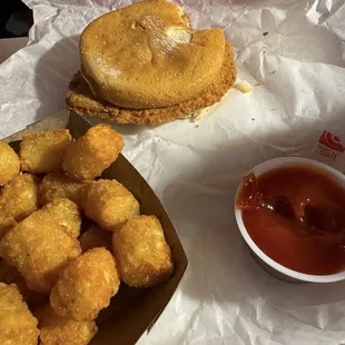 Pork tenderloin and tater tots