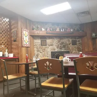 tables and chairs in a restaurant