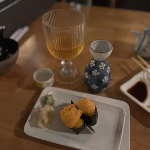 Uni with quail egg