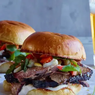 Loaded brisket sandwich