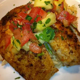 Telapia with Pineapple Relish and Rice Pilaf. #wagongrill