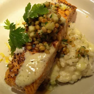 Grilled Salmon with Havarti Mashed Potatoes. #wagongrill