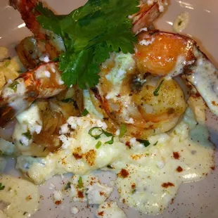 Shrimp and Grits with Queso Fresco. #wagongrill