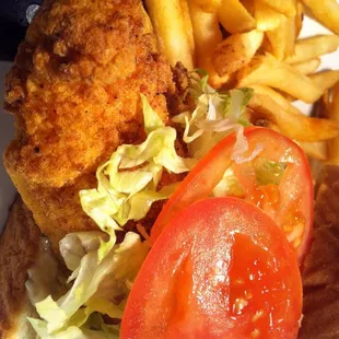 Fried Catfish on Texas Toast with Homemade Tarter Sauce and Crispy Fries. #wagongrill