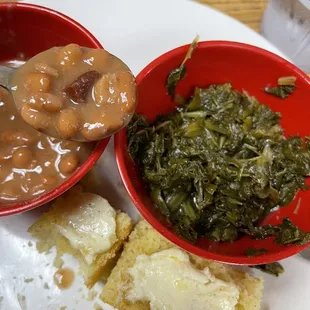 Pinto beans, turnip greens and corn bread. One of the south&apos;s most heavenly meals.