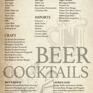 beer cocktail menu