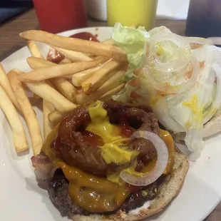Western burger and fries