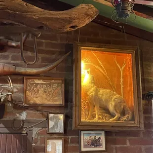 a painting of a deer and other items