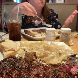 Ribeye with smoked potato.