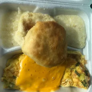 Shrimp omelette with 1 slice of cheese, and that was it