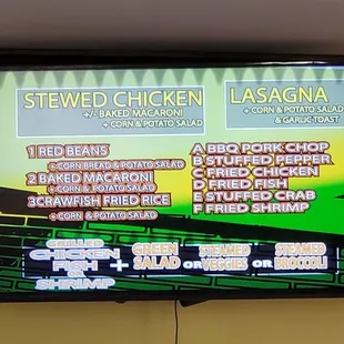 Wednesday Menu