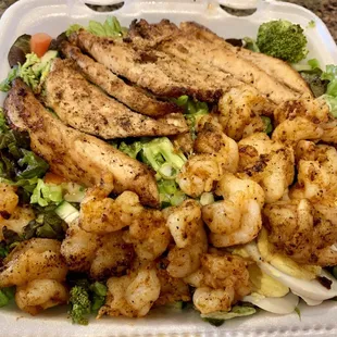 Grilled Shrimp &amp; Chicken Salad, very fresh and delicious!!!