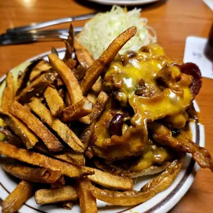 Bacon cheeseburger and fries