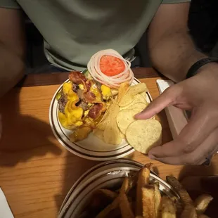 Double bacon cheeseburger! Don't let the photo fool you, it's huge. Also delish!