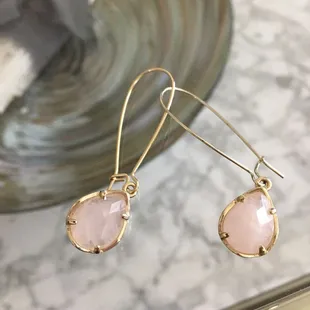 Rose quartz earrings.