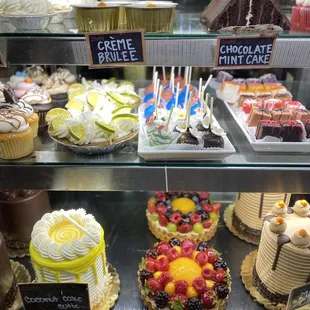 a variety of cakes