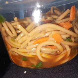 Sesame noodle salad. Way too salty, too much soy sauce and soaked in oil. Just awful! INEDIBLE.