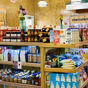 a variety of products in a store