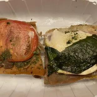 Panini Sandwich with what presumably used to be tomato and basil