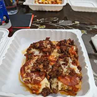 Detroit pizza pepperoni and sausage