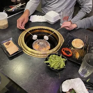 Roasting marshmallows for s'mores