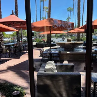 Seating outside, nice place with alot of shades