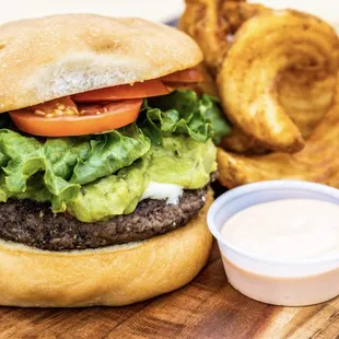 a burger and fries