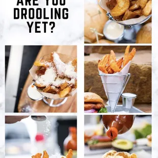 a collage of different food items