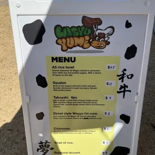 The menu