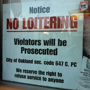 a notice of no loitering