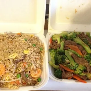 Combination fried rice &amp; Beef and Broccoli