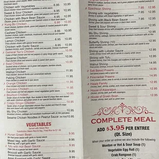 the complete menu