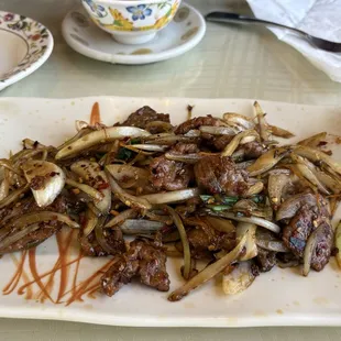 Mongolian beef kind of sweet instead of spicy
