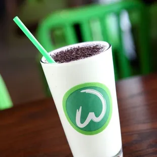 a glass of milkshake