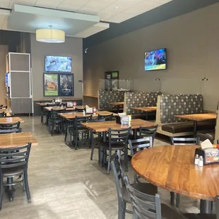 Empty restaurant void of customers.