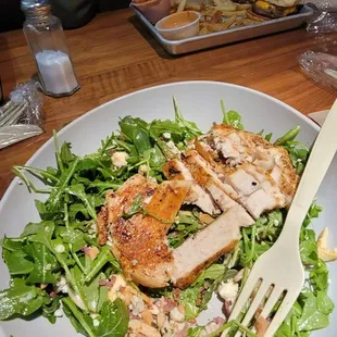 Dry chicken with hard outer sides.