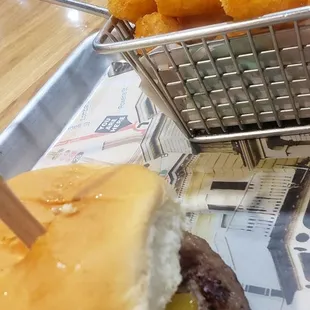 "Impossible burger", tots.