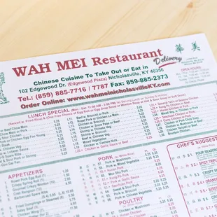 the menu