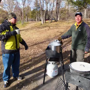 Enjoying a gourmet lunch prepared by Dave.