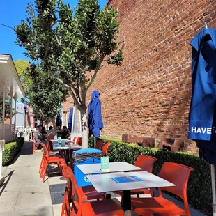 tables and umbrellas