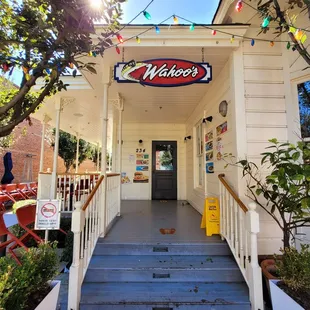 the entrance to the restaurant