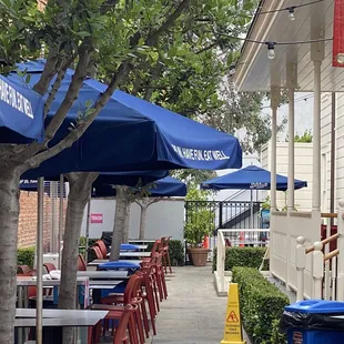 tables and umbrellas