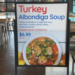 11/19/22 (sat):  Limited Time Only -  Turkey Albondiga soup
